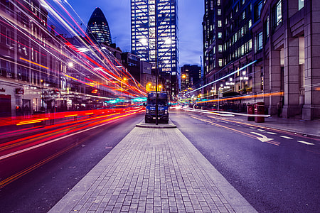 Traffic light trails in the City of London