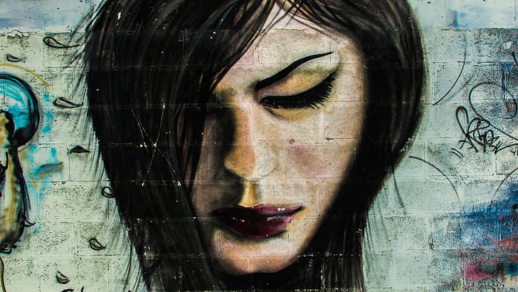 woman portrait wall graffiti