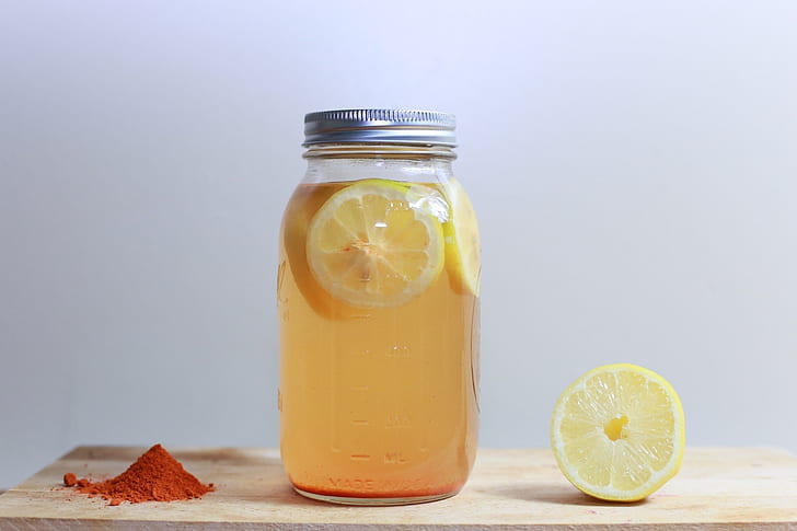 lemonade in clear jar bottle