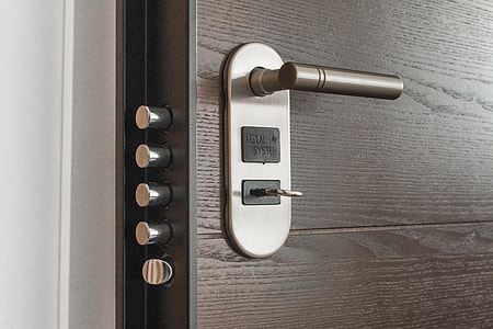 opened stainless steel door lever