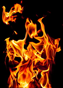 red flame on black background