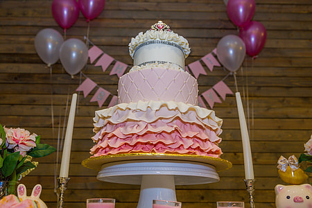 white and pink cake