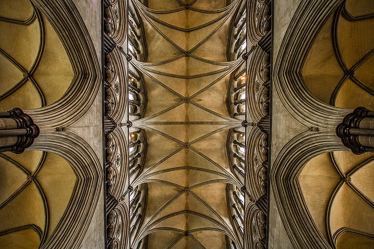 salisbury, architecture, cathedral, church, the ceiling of the, monument