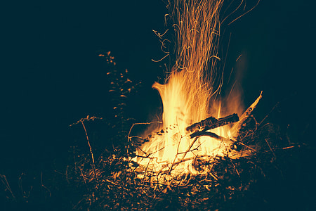 timelapse photography of burning wood during night time