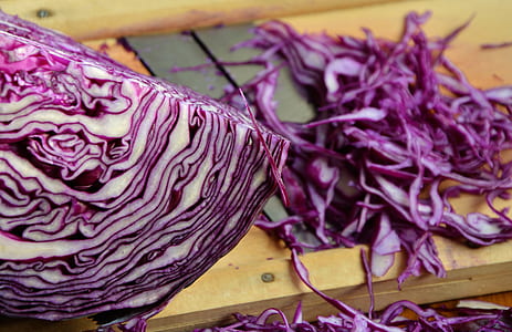 red cabbage, vegetables, cut, cook, frisch, board