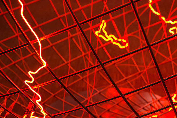 Close-up shot of an electric art installation in a gallery in Paris, France. Image captured with a Canon 6D