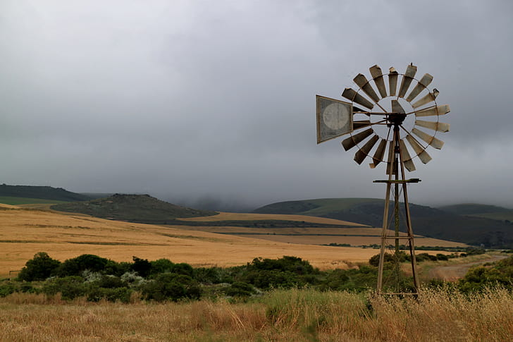 photo of wind mill on grass field