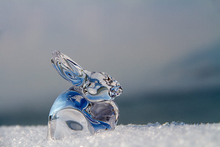 close up photography of crystal rabbit ornament