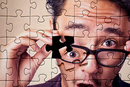 person wearing eyeglasses jigsaw puzzle