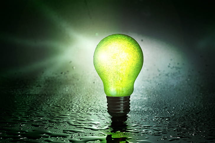 green incandescent bulb
