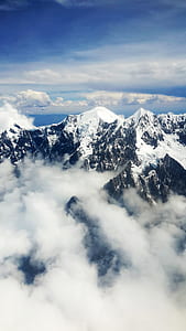 Aerial View of Mountain With Snow