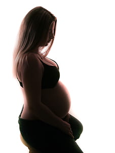 Pregnant Woman in Black Brassier