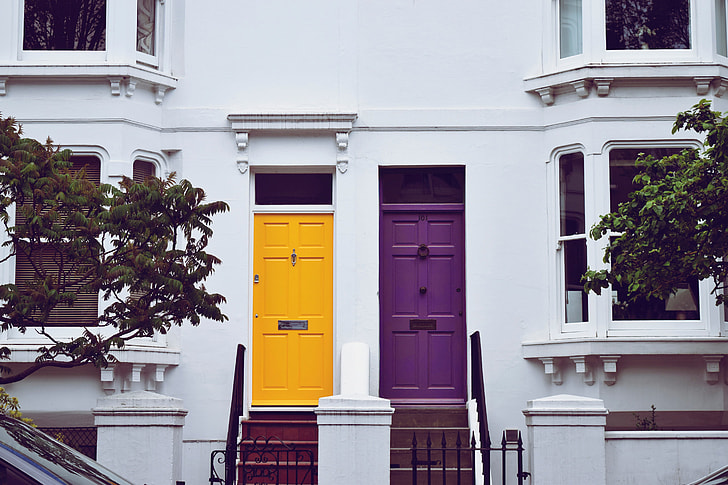 Front doors on residential houses