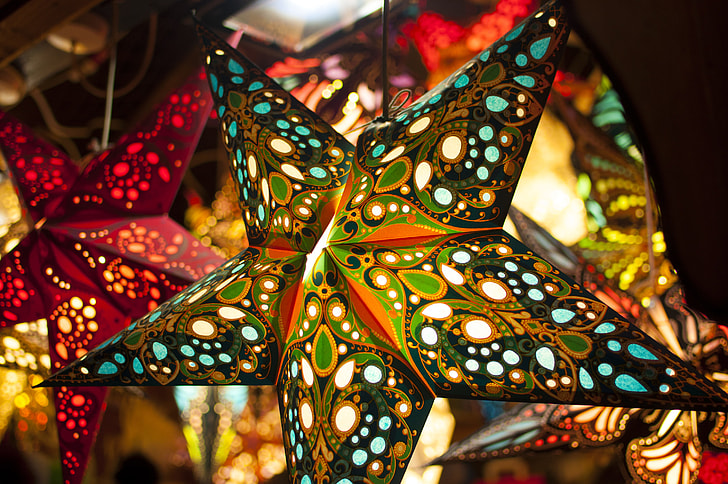 closeup photo of multicolored star lantern