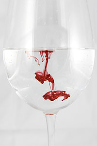white water with blood drip on water goblet
