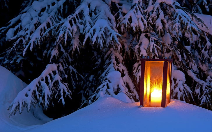 brown lamp on snow field