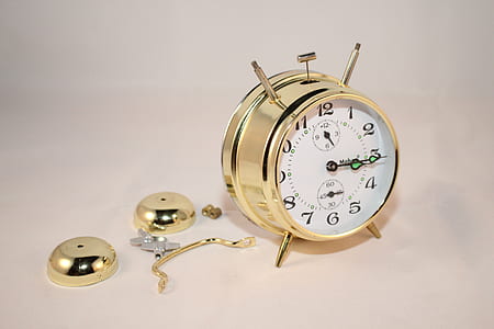 Round Brass and White Bell Alarm Clock