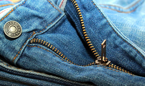 blue denim bottom zipper