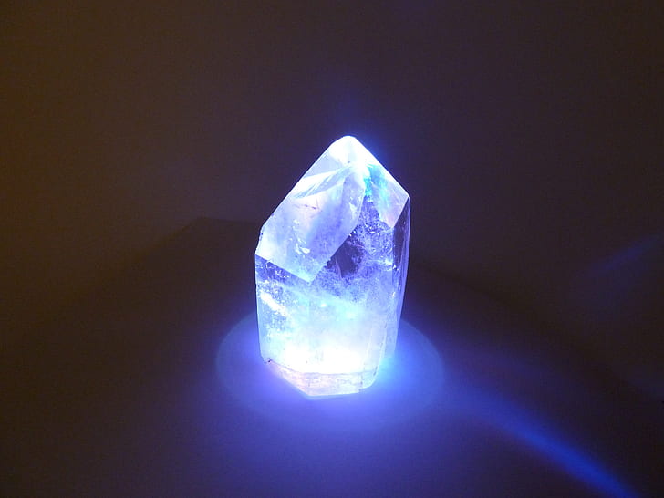 blue stone fragment with blue LED light
