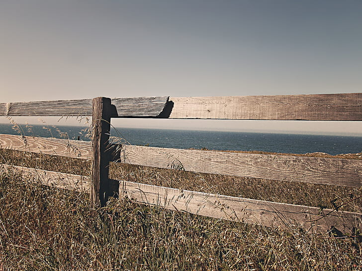 brown wooden fence near sea at daytime