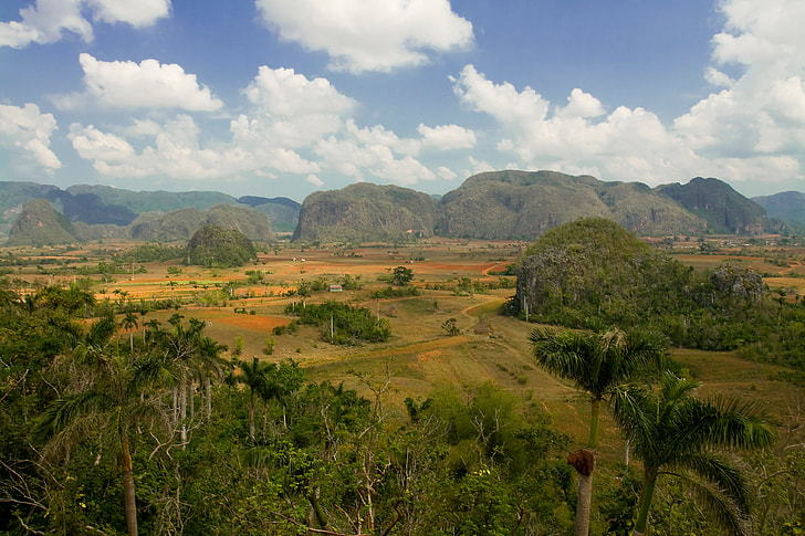 This landscape was taken at Viñales Valley in the Pinar del Río Province of Cuba. With spectacular rock formations and a lush tropical climate, this area was named a UNESCO World Heritage Site in 1999