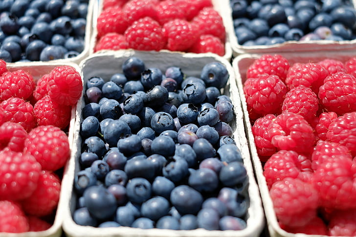 photo of blueberries and raspberries