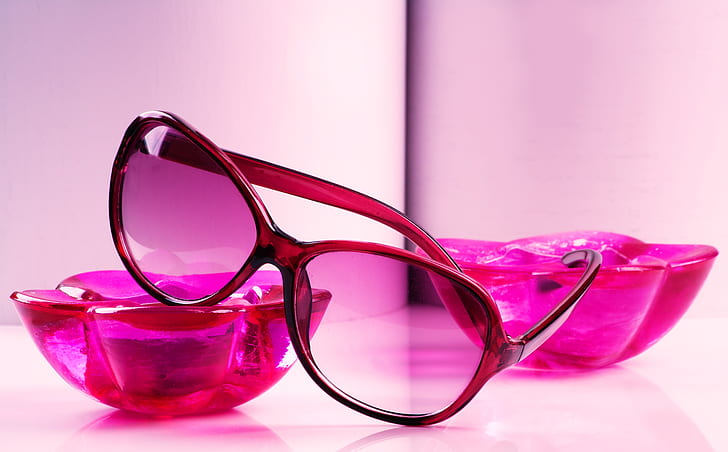 pink sunglasses with black frames