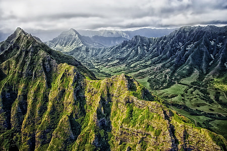 aerial photo of mountain range