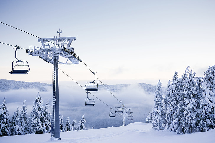 Empty Chair Ski Lift on Bright Winter Day