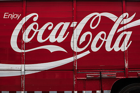 Wide angle shot of the side of a Coca-Cola™ truck in Manhattan, New York City