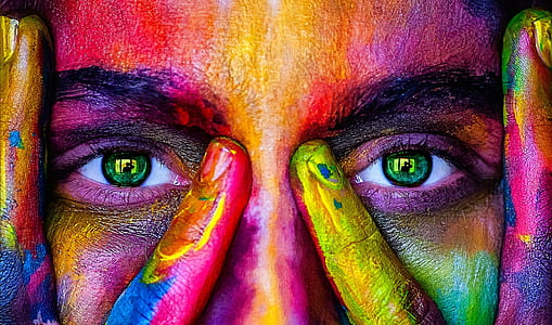 closeup photo of person with paint