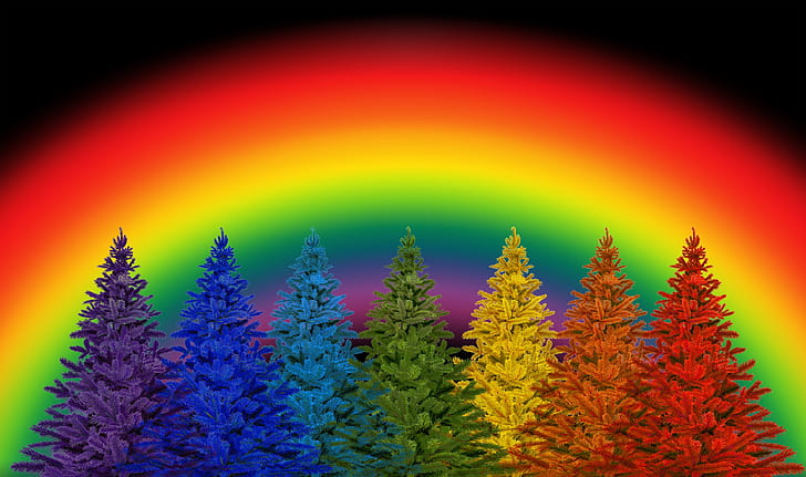 multicolored trees illustration