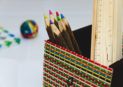 Color Pencils Ruler Desk