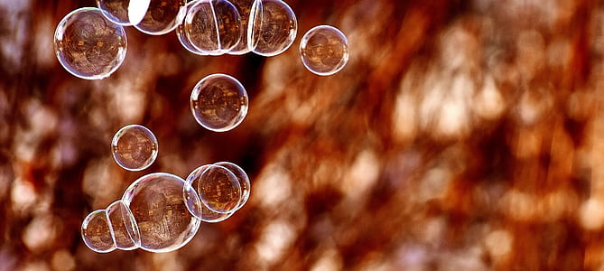 photography of flying bubbles