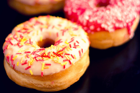Closeup shot of iced donuts