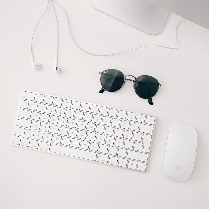 white Apple magic keyboard and mouse