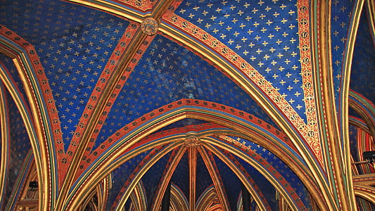 Blue and Gold Ceiling Panel
