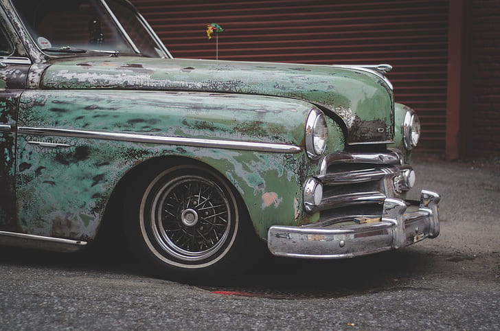 photo of vintage green car