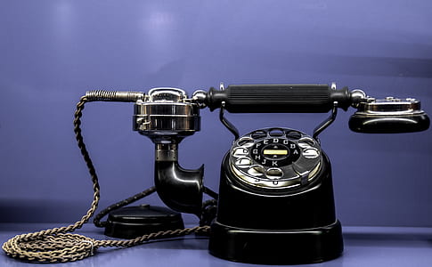 vintage black rotary telephone