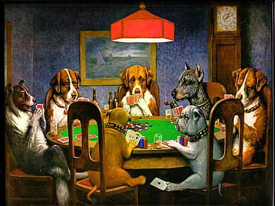dogs playing poker painting