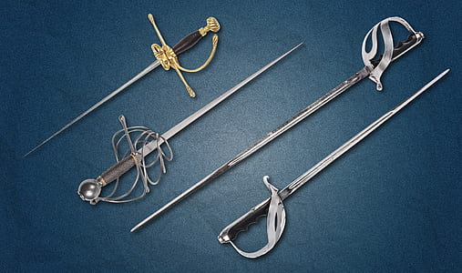 four assorted long swords