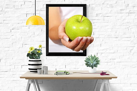 3D painting of green apple