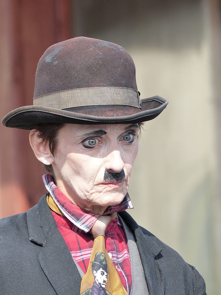 man in Charlie Chaplin costume
