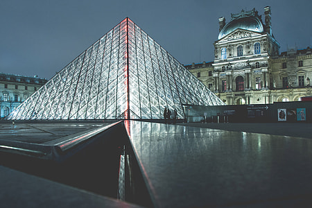 Louvre Museum in Paris at night