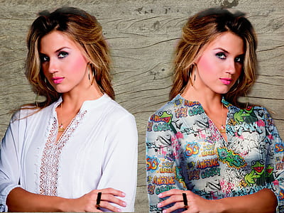 women's two white and multicolor dress shirts
