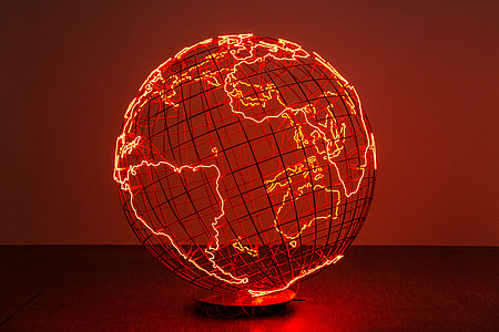 An electric globe captured in an art gallery in Paris, France