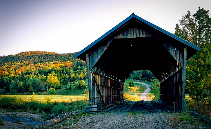 grey wooden tunnel on bridge