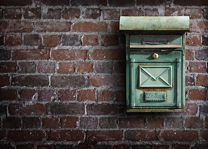 green steel mailbox