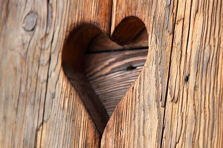 brown wooden heart engrave photography