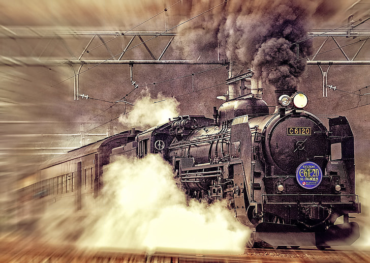 focus photo of black charcoal train